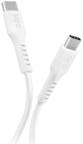 SBS Câble USB-C 25 W Power Delivery, charge rapide et transfert de données 480 Mbit/s, compatible avec smartphone et tablette, longueur 1 m, sans accroc, blanc