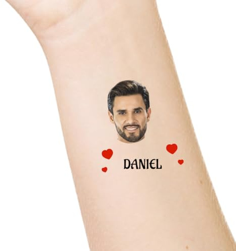 30 Stück Personalisierte Temporäre Tattoos – Eigene Foto, Name oder Logo – Festival Tattoo Aufkleber für Erwachsene, Hochzeit, Geburtstag, Junggesellenabschied, Abschluss, Party Deko, Wasserfest