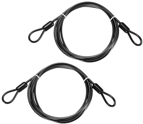 TIXIPEM Security Cable with Loops [2Pcs] - 4.92ft / 193.7 Inch Stainless Steel Luggage Lock Safety Cable Use for Bikes & Luggage & Toolbox, & Tent - [Black] Wire Rope Lanyard