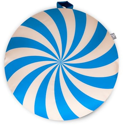 rucomfy Beanbags Round Floor Cushion, Polysytene Filled Water Resistant Soft Floor Seat, Durable Seat for Kids Reading Corners or Playtime Machine Washable Fabric - Cirque Chic (Blue, 70x70cm)