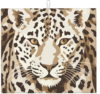 Dish Drying Mat Brown Pattern Leopard Rack Pads for Sink Non-Slip Durable Sink Mats, for Washing Up, Cup Pan, Bowls, 46x61cm