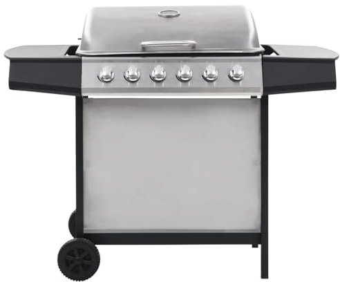 Vopese Edelstahl Gasgrill 6 Zonen 12 kW Silbern/Schwarz 112x54x98 cm für Familienfest Model44285