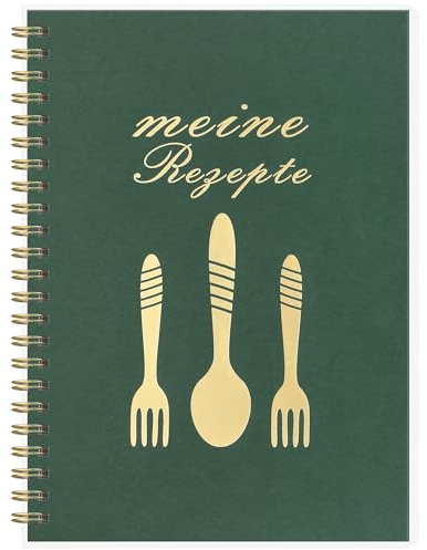 ZXHQ Rezeptbuch zum Selberschreiben A5, Deutsch, 126 Seiten, 2-Seiten-Layout pro Rezept – mit Inhaltsverzeichnis & Schutzcover, DIY Koch- & Backbuch - Waldgrün