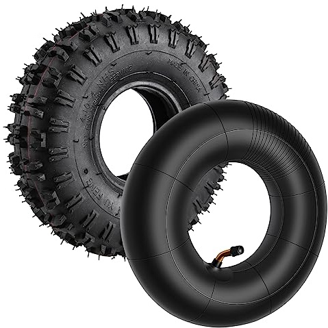 4.10-4 410-4 .10/3.50-4 Schlauch + Reifen for Gartenfräse, Schneefräse, Rasenmäher, Handwagen, Schubkarre, Go-Cart, Kind, Schwarz 424041