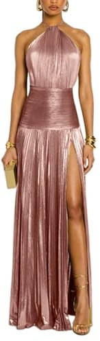 XYNM Robe Femme De Cocktail Soirée Corset pour Femmes, Sexy, Épaules Dénudées, Col Licou, Longue Fente Plissée, Bal Célébrité-Rose-s