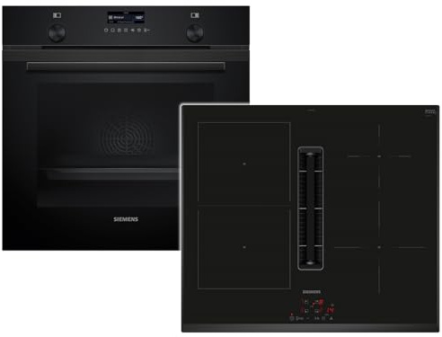 Siemens PQ526EA6BZ Set Pyrolyse Backofen Deep Black Inox HB279GBB3 + Induktionskochfeldabzug ED651BS16E