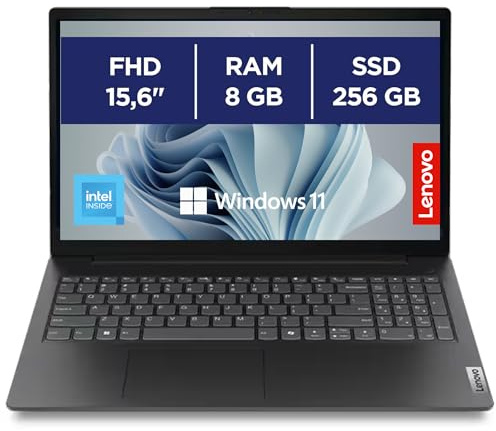 Lenovo - Notebook Pc Intel N100 4 Core fino a 3.4Ghz - Display 15,6 FHD - Ram 8Gb DDR5 SSD Nvme 256Gb - Hdmi, Usb 3.0, Wifi, Bluetooth, Webcam - Windows 11