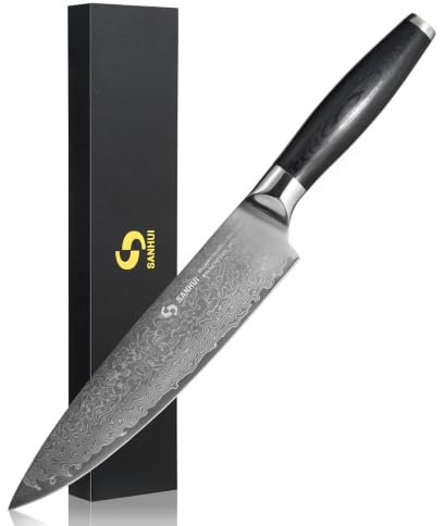 SANHUI 8 Damascus Chef Knife,Ergonomic Black Pakkawood Handle | 67-Layer Damascus Steel, Razor Sharp,Premium Gift Box,Professional Kitchen Knife for Slicing, Dicing,For Home & Pro Chefs