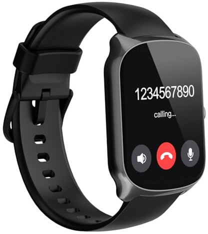 Smartwatch für Herren & Damen, 1,95'' HD Curved-Display, Bluetooth-Anruf entgegennehmen/tätigen, 112 Sportmodi, Fitnessuhr mit Schrittzähler/Schlafanalyse/Pulsmesser, IP68 wasserdicht, Tiefschwarz