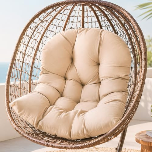 LOMUG Hängesessel Kissen, Garten Polster, Auflage für Hängeschaukel, Verdicktes Polyester-Kissen mit Rückenlehne, Bequemes Sitzpolster für Hängesessel, Garten-Cocoons und Eierstühle (Khaki)