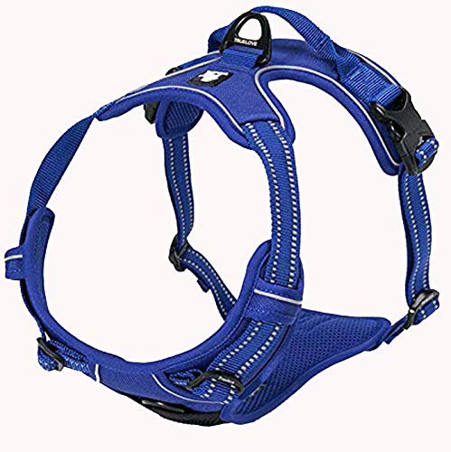 TrueLove Dog Harness TLH5651 No-pull Reflective Stitching Ensure Night Visibility, Outdoor Adventure Big Dog Harness Perfect Match Puppy Vest Now Available (Royal Blue,L)