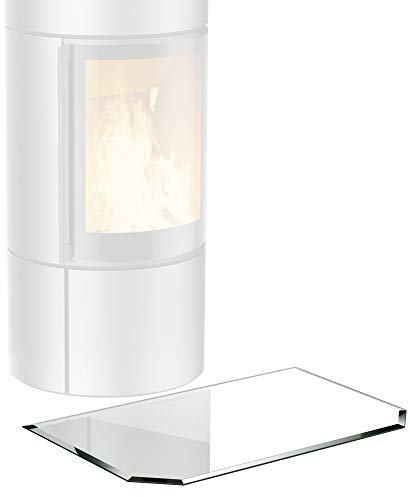 BIJON Funkenschutz-Platte mit Facettenschliff | Glasplatte Kaminofen | Kaminschutz mit ESG Sicherheitsglas | Kamin Zubehör | Kamin Glasplatte | Sechseck 50 x 100 cm | 6mm