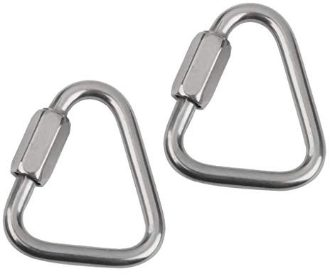 2 Stück Dreieck Karabiner aus 304 Edelstahl, Schraubkarabiner Schlüsselanhänger, Metall Karabinerhaken, Karabiner Clips für Outdoor Sport (12mm)