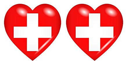 Akachafactory 2X Sticker Adesivi Adesivo Bandiera Cuore Auto Moto ch Svizzera