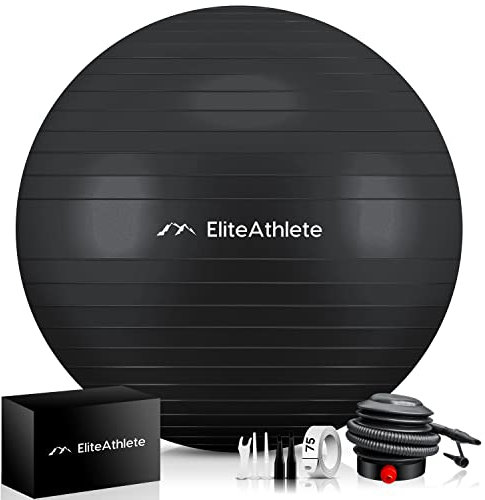 EliteAthlete Ballon Gym avec système Anti-Burst - Fitness Pilates Yoga - Ballon Grossesse avec Pompe à air Incluse