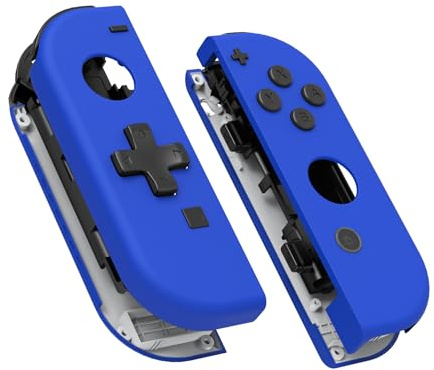 eXtremeRate Blue Joycon Handheld Controller Housing (D-Pad Version) with Full Set Buttons, DIY Replacement Shell Case for Nintendo Switch & Switch OLED Model Joycon – Console Shell NOT Included
