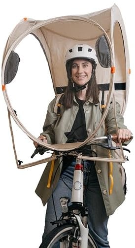 Bub-up Plus Regenschutz für Fahrrad, ersetzt Regenbekleidung (Jacke, Cape, Poncho, Regenschirm ...). Fahrrad regendach. Zusätzliche Optionen gegenüber der klassischen Version. Fahrrad regenverdeck.