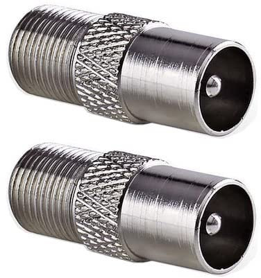 ASCL 2 x F Socket Female to Coax Plug Male TV Aerial Connector Adaptor for Cable Lead