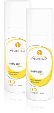 AESTHETICO clarify skin Doppelpack, 2 x 50 ml | Mattierende Gelcreme für Mischhaut, fettige und zu Akne neigende Haut, mit Salizylsubstanzen, praktischer Doppelpack