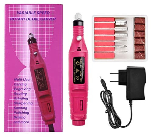 Mini Nail Drill,Toe Nail Grinder for Thick Toenails Set Manicure and Pedicure Professional Self (Red)