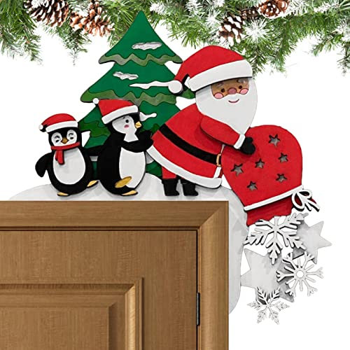 VENTDOUCE Weihnachtsmann-Türrahmen- - Pinguin Weihnachtsschmuck für Türrahmen | Weihnachtstürdekorationen für drinnen und draußen, Weihnachtstürdekorationen