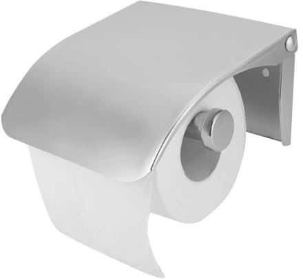 Toilet Paper Holder with Cover, Stainless Steel Toilet Paper Roll Holder Wall Mounted Tissue Roll Dispenser Storage Rack for Bathroom