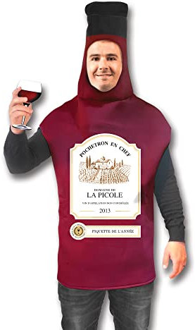 Tralala Fêtes® Déguisement Adulte Bouteille de Vin – Costume Rigolo pour Homme ou Femme en forme de Bouteille de Vin Rouge pour Anniversaire/Halloween/EVG/EVJF – Drôle & Original – Taille Unique