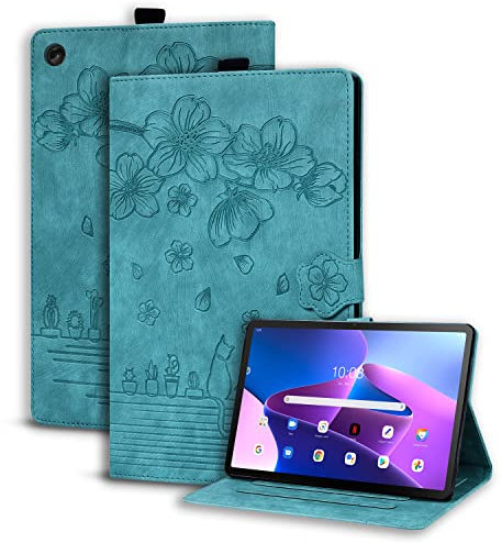 Succtopy Coque Lenovo M10 Plus 3rd Gen 10.6 Pouces 2022 TB125/TB128,PU Cuir Cover Tablette Housse de Protection,Porte-Crayons Portefeuille Tablet Étui Lenovo Tab M10 Plus 3rd Gen 10.6 2022,Vert Clair