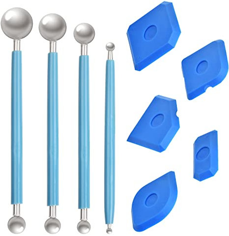 Vesaneae 9 Stück Werkzeug Schaber Kit, 4 Stück Metallkugel Abzieher, 5 Stück Silikon Fugenglätter, Fugenglätter Set, Fugenglätter Set Für Badezimmer, Silikonfugen abzieher Caulking Werkzeug Kit