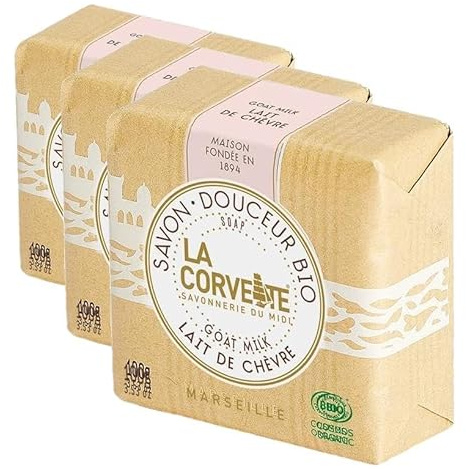 La Corvette Savon Douceur Bio, Lait de chèvre, 100 g (Lot de 3)