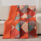Qucover Quilted Bedspread Single Size, Multicolour Print Red Orange Blue Patchwork Quilt, Lightweight Soft Microfiber Floral Reversible Bed Throw Bedspread for All Seasons, 150x200cm for Single Bed