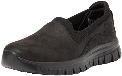 Skechers Women's Graceful Leaning in Slip-On Sneakers, Black Microleather/Knit, 4 UK