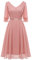 Dressystar Cocktailkleid Damen Elegant Abendkleider Festliche Damenmode mit Pailletten Overlay V-Ausschnitt Sommer Kleid Blush S