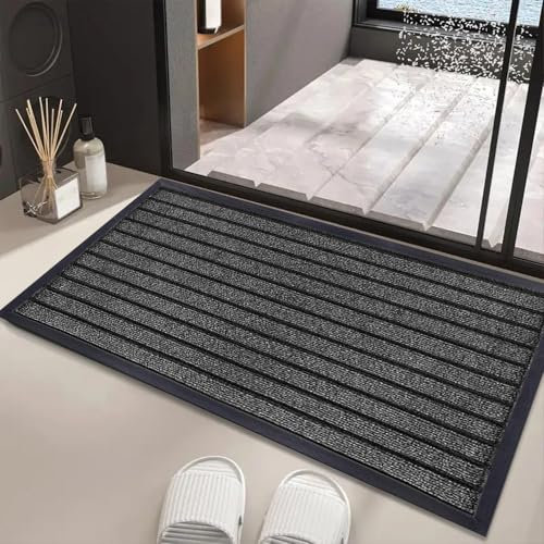 Indoor/outside Door Mats for Front Door Mat - Super Absorbent Kitchen Mats Non Slip Waterproof Washable Rug Dirt Scrapper Entrance Door Mat - Grey, 50 x 90 cm