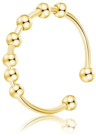 Anxiety Ring,Anti Stress Ringe Gold,Damen Edelstahl Angst Fidget Rings,mit Kugeln Spinner Akkupressurringe,Verstellbare Stressringe Goldring Damenring Antistress Entspannung Daumenring,für Frauen