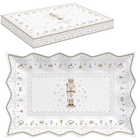 Easy Life NUTCRACKER Kuchenplatte, Stern, rund, weiß, Porzellan, Königsporzellan