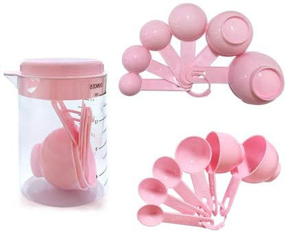 7 Pcs Measuring Spoons Sets, Measuring Cups and Spoons Set, dosing Spoons 2.5 ml, 5 ml, 7.5 ml, 15 ml, 60 ml, 80 ml, dosing Cups 500 ml, Plastic Measuring Cups Tools Sets & Scale (Pink)