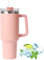 40 oz Thermobecher mit Strohhalm und Henkel, Doppelwandiger Edelstahl Vakuum Isolierbecher mit Deckel, Autobecher Becher Tumbler Thermobecher Kaffeetasse für Heißer und Kalter Getränke 1182ml - Pink