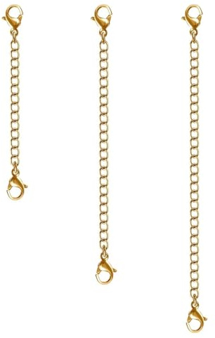 QEDBOJE 3 Stück Kettenverlängerung Verlänger Schmuck Verlängerungen Für Halsketten Halskettenverlängerung Extender Edelstahl Für DIY Schmuckherstellung (Gold)