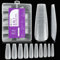 Gelike ec Capsule Americaine Nail Gel with Auxiliary Line, PMMA Faux Nails Long Ballerine 100 Pieces 10 Sizes, Soft Gel Transparent