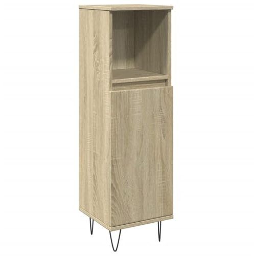 vidaXL Armoire Salle de Bain chêne Sonoma 30x30x100 cm, Armoire de Rangement de Salle de Bain, Armoire de Bain, Meuble de Rangement de Salle de Bain