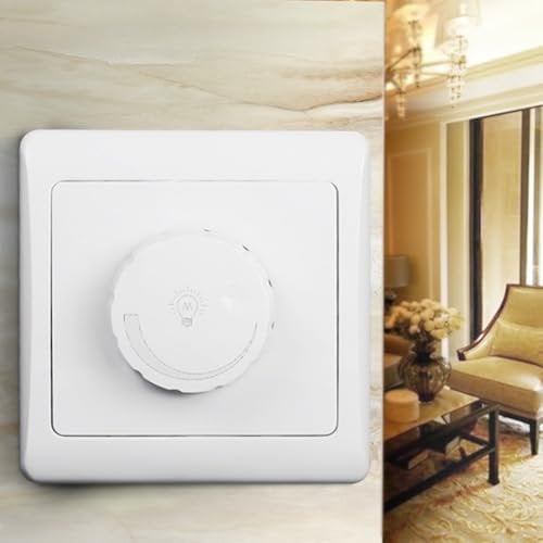 Dimmer Switch, LED Dimmer Switch For Dimmable LED/Halogen/Incandescent Lights Trailing Edge Dimmer Switches Rotary Push On/Off(White)