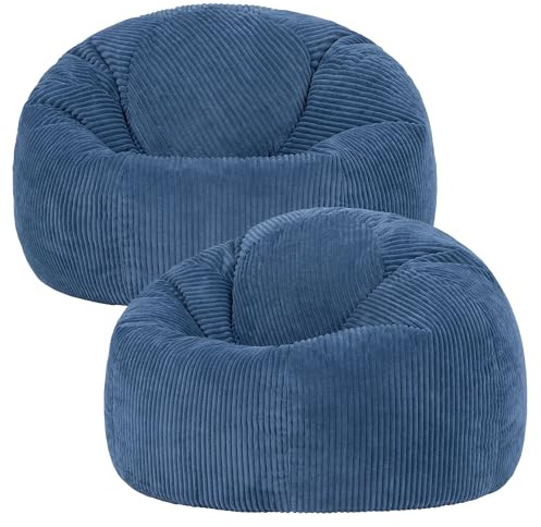 icon Kingston Cord Bean Bag with Filling Included, Set of 2, Blue