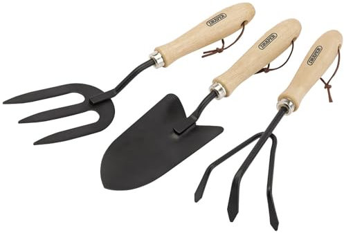 Draper 83993 Carbon Steel Hand Fork, Cultivator and Trowel with Hardwood Handles