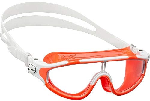 Cressi Baloo Goggles - Einscheibenbrille zum Schwimmen, Schwimmbad und Schnorcheln, Orange/Weiß, 2/7 Jahre, Junior Unisex