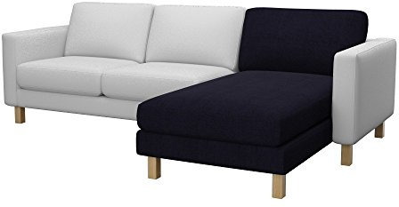 Soferia Kompatible Ersatzbezug fur KARLSTAD Anbau Recamiere, Stoff Elegance Black (FLECKENBESTÄNDIG, WASSERABWEISEND und Kratzfest), Schwarz