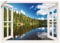 ARTland Wanddeko Wandtattoo selbstklebende Vinylfolie 100x70 cm Fensterblick Wald See Landschaft Norwegen Natur Landhaus T1DY