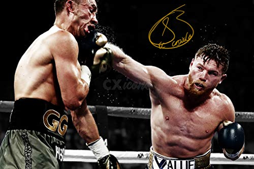 Canelo Alvarez Foto gedrucktes Poster – aufgedruckte Unterschrift - GGG (30cm x 20cm)