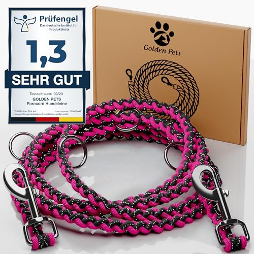 Testnote: Sehr gut - Hundeleine reflektierend I 2m, verstellbar, wetterfest & reißfest bis 250 kg I Paracord Führleine, Umhängeleine I kleine - große Hunde