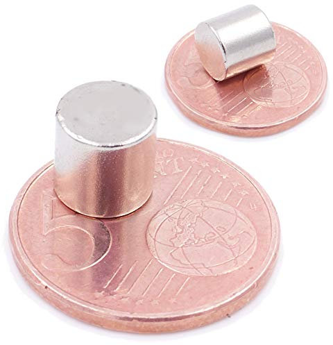 Brudazon | 5 Mini Scheiben-Magnete 8x8mm | N52 stärkste Stufe - Neodym-Magnete ultrastark | Power-Magnet für Modellbau, Foto, Whiteboard, Pinnwand, Kühlschrank, Basteln | Magnetscheibe extra stark